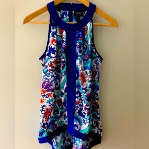 Nicole Miller Royal Blue Floral Top